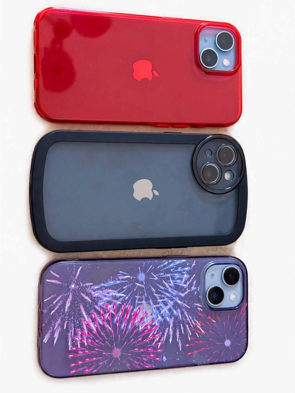 Apple iPhone Case Bundle with Red, Black, and Purple Fireworks Designs